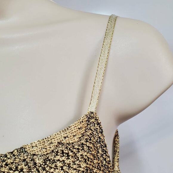 Liz Claiborne Petite XXS 2 Piece Top Set Sweater Metallic Gold Short Sleeve Cami - Picture 10 of 11